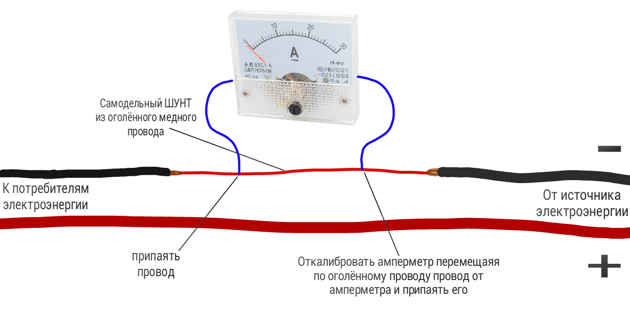 Амперметр постоянного тока схема подключения